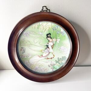 1989 Imperial Jingdezhen Legends Of West Lake Lady White Porcelain Plate Framed